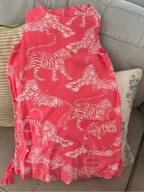 Lilly Pulitzer Coral Pink and White Tiger Print Sleeveless Dress